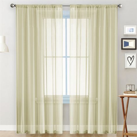 Rideaux Filet Beige Unis 2 Panneaux 132 x 270 cm, pour Salon Chambre Cuisine (1/5)