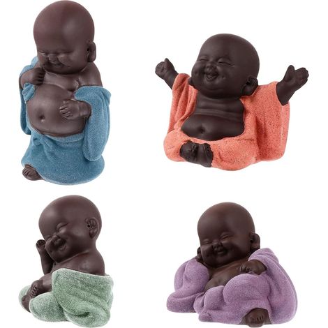4 Stück kleine Buddha-Statue, Buddha-Statue, Mönch-Figur, Tee-Kunst-Ornament (1/5)