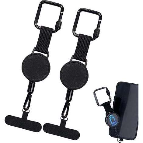2 Stück einziehbare Diebstahlsicherung für Handys Handy-Umhängeband mit Karabinerhaken und Fallschutz ideal für Outdoor-Aktivitäten wie Wandern (1/5)