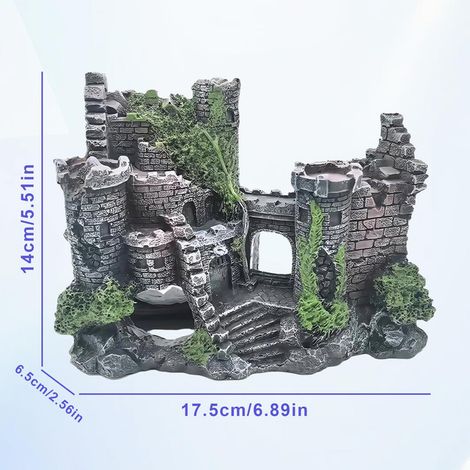 Décoration de Château de Ruines pour Aquarium Ornement Grotte pour Poissons et Crevettes (1/5)