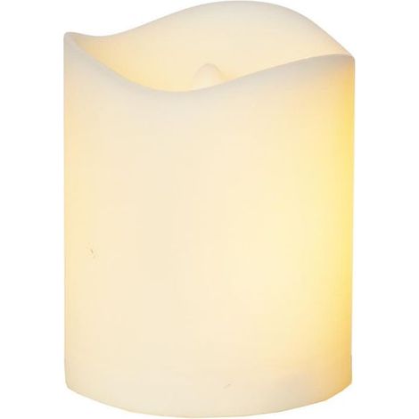 Star Trading Bougie Flame Candle, lumière funéraire, blanc, extérieur, LED, minuterie, jaune, scintillement, 7 cm