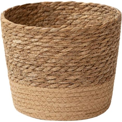 Pot de fleurs en osier tressé en paille - Panier de rangement - Panier de rangement tissé à la main - Installation facile - L (1/5)