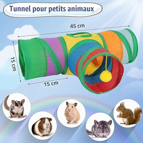 Tunnel Small Animals Toy Interactive Toy Ball Folding Activity Tunnel Hamsters Dwarf Rabbits Rodent Accessory Diameter 15cm (1/4)