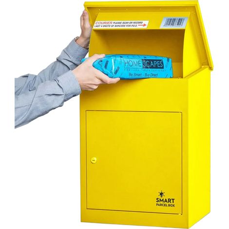SMART PARCEL BOX™ Wand-Paketkasten Paketbox Paketbriefkasten Postkaten, Entnahme vorne, Gelb