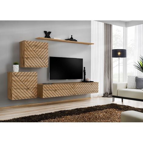 Ensemble de 4 meubles muraux "Switch V " pour TV en bois - Beige - L 250 x H 150 x P 40 cm - Livraison gratuite