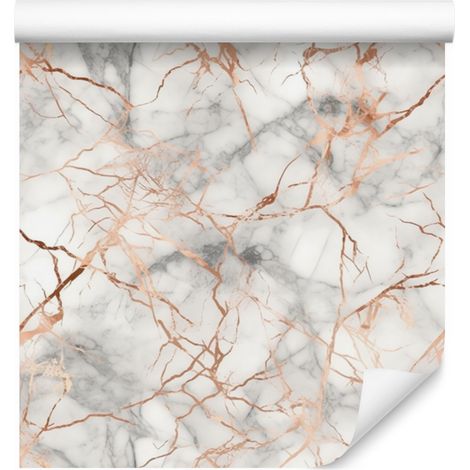 Carta da parati effetto marmo grigio chiaro, bianco e crema per soggiorno e camera da letto, 50x1000 cm. (1/5)