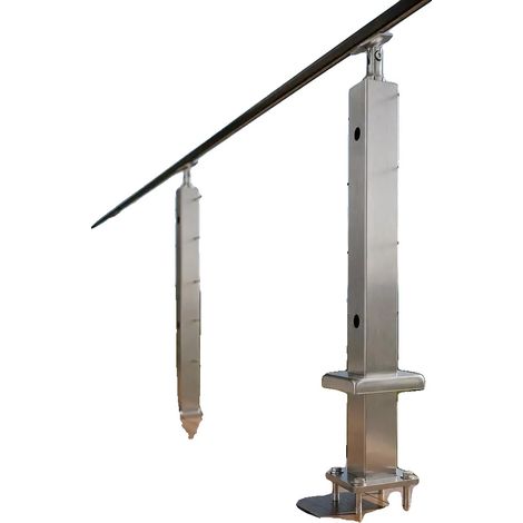 Poste de barandilla, acero inoxidable, fácil instalación, gris claro. (1/2)