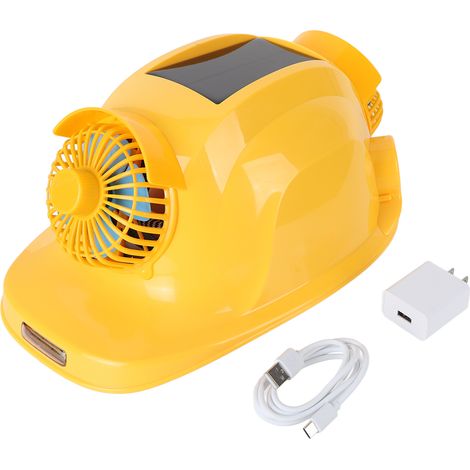 Casque de travail solaire rechargeable 6 ventilateurs, avec batterie et refroidissement, protection solaire, écran UV, prise US 100-240V, casque de chantier ventilé (1/5)