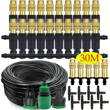 Système de brumisation et de refroidissement pour jardin extérieur de 30 m, arrosage, buses en laiton de 6,35 mm, tuyau de 4/7 mm pour-terrasse. (1/5)