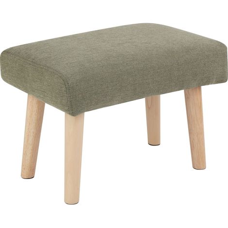 Tabouret d'Appoint Moderne Rétro en Tissu Tapissé Vert et Pieds en Bois Takoma II (1/5)