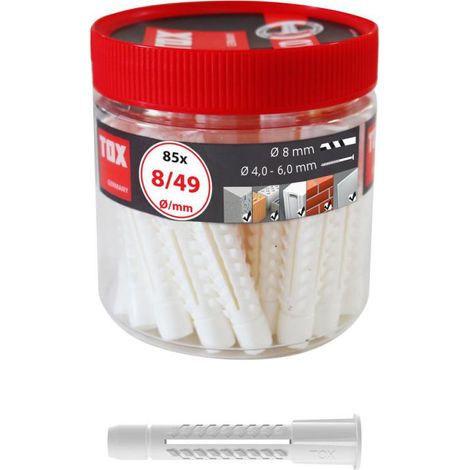 TOX Allzweckdübel Deco 8x49 mm in Runddose 9/49, 016260051, 85 Stück