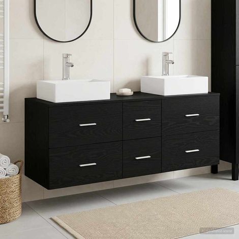 vidaXL Bathroom Cabinet Set 3 pcs Black 129 x 41 x 79.5 cm (1/5)
