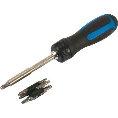 Cacciavite a cricchetto con inserti e set di 10 punte - laser tools