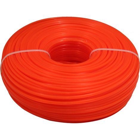 Gt Market – Fil carré pour coupe-bordure 3 mm – Longueur 100 mètres – Nylon orange pour coupe nette – Accessoire professionnel