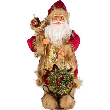 Figurine de Noël avec une longue barbe en peluche représentant un Père Noël en peluche, cadeau idéal pour les fêtes. (1/5)