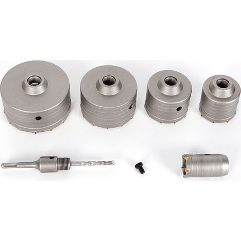 6PCS Scie Cloche Beton Trépan Béton Adaptateur SDS Plus 40-120mm Set de Scies Cloches Carotteuse Beton Pour Brique Béton Ciment Pierre (1/5)