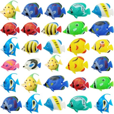 Artificielle Flottante Poissons,Coloré Poissons Flottants 30 pièces Poissons Artificiels en Mouvement Plastique Ornement de Poisson pour Aquarium (1/5)