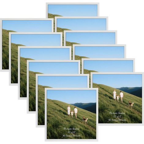 12er Set Weiße Bilderrahmen 30x30 cm – Quadratische PVC Fotorahmen für Wanddeko (1/5)