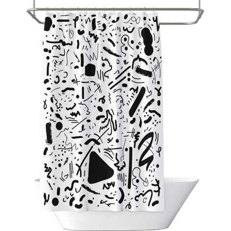 Black Waterproof Shower Curtain - 180x180cm - Mold Resistant - Elegant Black