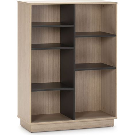 Bücherregal Bücherregal Vigo 110x80 cm, Büro Bücherregal, Eiche und Grau, 80 x 33 x 110 cm