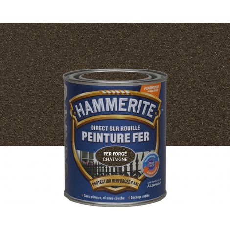 Deco Fer Forge – Peinture fer extérieur direct sur rouille châtaigne 0.75L – Aspect fer forgé – Résiste aux chocs et intempéries – Protection durable