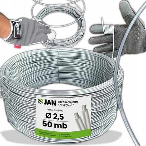 Fil de tension galvanisé pour vergers, 2,5 mm, pour grillage de 50 m
