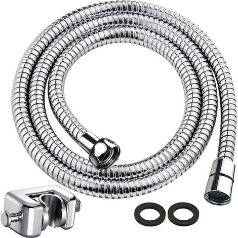 Tuyau de douche 1,5 m, liberté de mouvement, anti-torsion, avec protection anti-torsion, en plastique avec tourbillons rotatifs (gris foncé) (1/5)