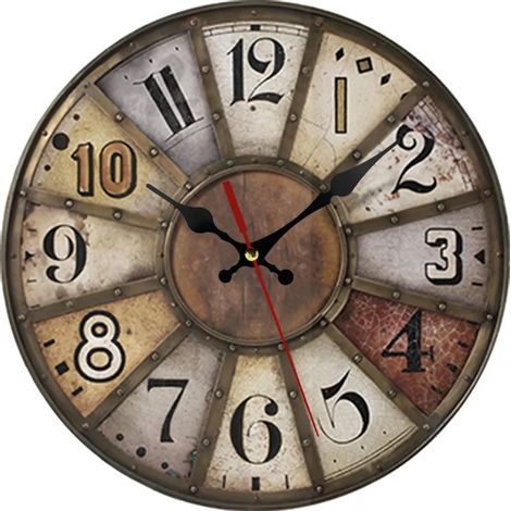 Horloge murale vintage, horloge murale en bois simple, horloge de 30 cm, horloge murale pour salon (1/5)