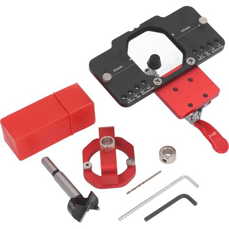 GARRYFIZH Gabarit de perçage pour charnières en alliage d'aluminium, outil de perçage précis pour portes d'armoires, guide de positionnement pour le travail du bois, 35 mm