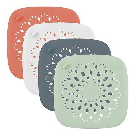 Filtre à Cheveux en Silicone, 4 Pièces de Filtre éVier en Silicone, Filtre Protecteur de Drain pour Trous de Drainage, Attrape Cheveux Douche Protections, pour Salle de Bain, Baignoire et Cuisine (1/5)