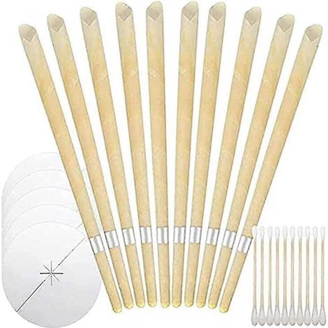 Kit de 40 pièces pour l'extraction du cérumen, fabriqué artisanalement avec du papier enduit de cire d'abeille 100 % naturelle. (1/5)