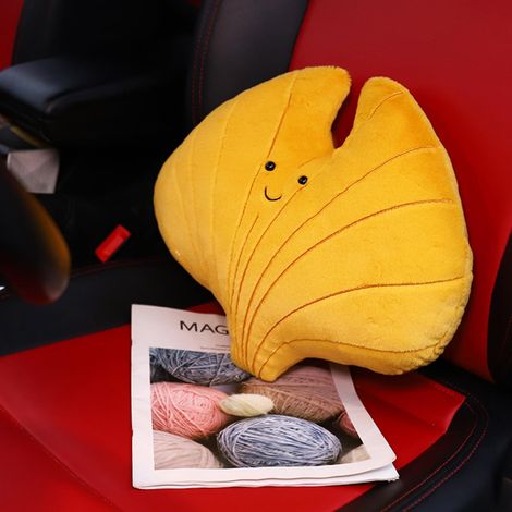 Coussins en peluche douce en forme de feuille de ginkgo, peluches animaux en forme de feuille de ginkgo, décoration intérieure, parfaits pour les anniversaires et les fêtes avec les êtres chers. (1/5)