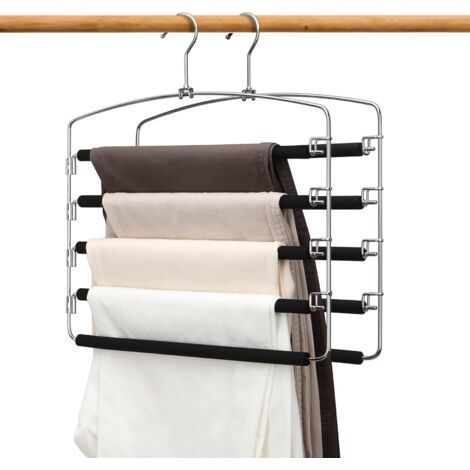 Pantalons Cintres Multicouches Anti-Glisse Garde-Robe Organisateur de Rangement pour Jeans Pantalons Foulard Jupes Pack 2 (1/5)
