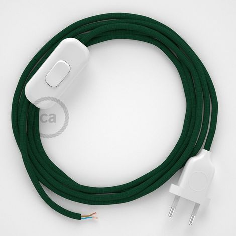 Cordon pour lampe, câble RM21 Effet Soie Vert Foncé 1,80 m. Choisissez la couleur de la fiche et de l'interrupteur Blanc (1/4)