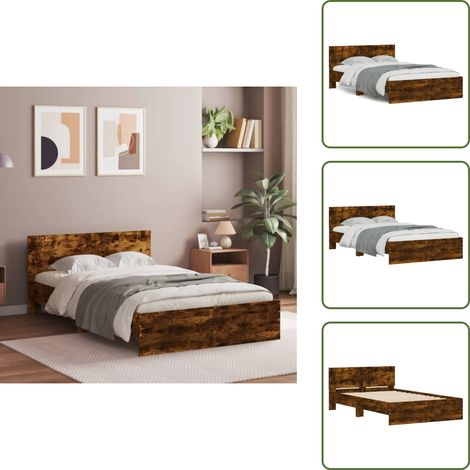 The Living Store Cadre de lit sans matelas chêne fumé 120x200 cm - Cadre De Lit - Lit Double - Lit En Bois - Lit Design - Literie
