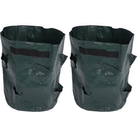 Lot de 2 sacs de culture pour fraisiers de 10 gallons (environ 38 litres) avec 8 poches, pour une utilisation intérieure ou extérieure. (1/5)