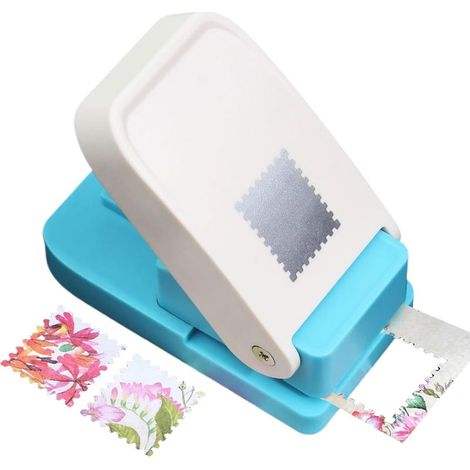 Perforatrice à Papier Rectangulaire, 9x9x5cm Perforatrice Timbre-poste, Perforatrice monotrou pour Carton, Scrapbooking, étiquettes d'enveloppes, Emballage, Cartes et Loisirs Créatifs (1/5)