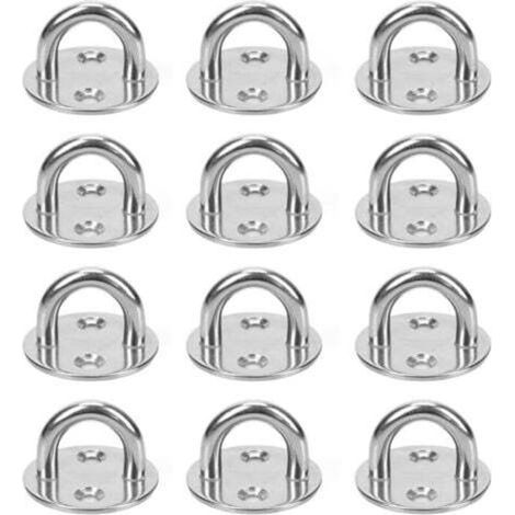 [JAMAIS UTILISÉ] 12 Pièces Platine Oeil INOX M5 Platine Ancrage INOX 304 Crochet Oeillet Plaque a Oeillet Crochets de Plafond Support Anneau Mural pour Accrocher des Objets Crochets de Fixation (1/4)