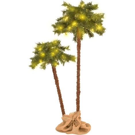 Palmier Sapin de Noël Artificiel avec LED Décoration Lumineuse Vert et Marron 90 et 150 cm - PANGIVO (1/5)