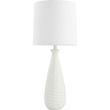 HOME DELUXE Große Tischlampe mit Stoffschirm MELVA - Weiß  Tischleuchte Schreibtischlampe Nachttischlampe  Tischlampe, große Tischlampe, Design Tischlampe