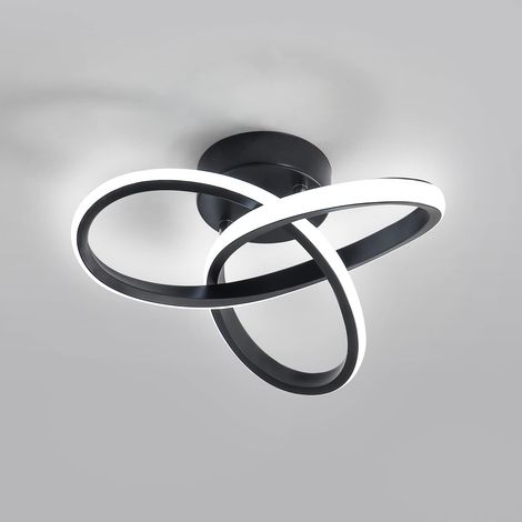 Plafonnier LED, lampe de plafond 20W 2200LM, lampe LED noire pour salon, chambre, couloir, cuisine, 26 cm, intensité variable 3000K / 4500K / 6500K (1/5)