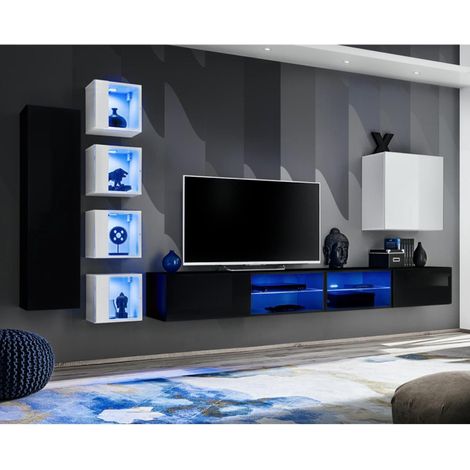 Ensemble Meuble TV "Switch XXVI" 320cm Noir & Blanc (1/4)