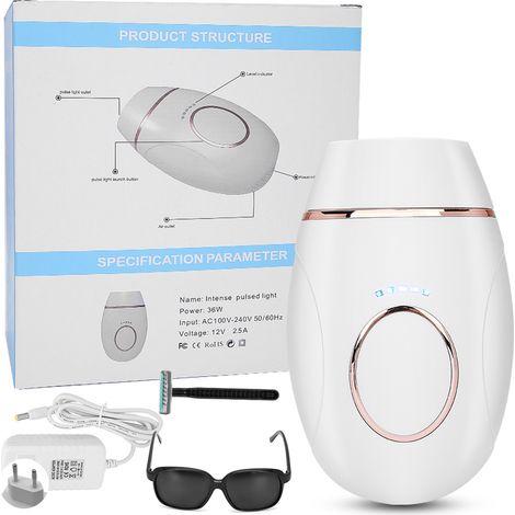 Épilateur IPL Mini Indolore pour Aisselles, Jambes et Corps avec Voyant Lumineux, Blanc, Prise EU 110‑240V (1/5)
