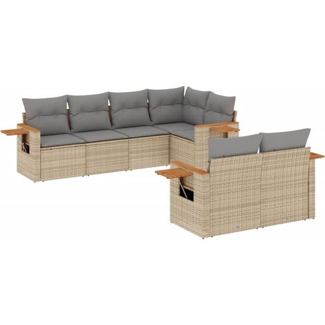 Maison Exclusive - 7-tlg. Garten-Sofagarnitur mit Kissen Grau Pol