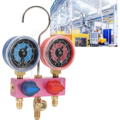 Manomètre de pression de réfrigérant miniature HS-M02, double manomètre, compatible avec les réfrigérants R22/R32/R410A (1/5)
