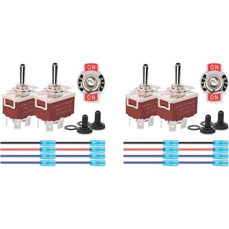 Interrupteur à Bascule à Polarité Inversée à 4 Broches, 4 Pièces, Interrupteur à Bascule Momentané 12V, 30A On Off sur DPDT, Capuchon de Démarrage Étanche à 3 Positions (1/5)
