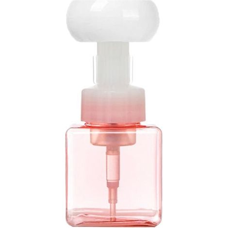 Distributeur de savon liquide 250ml en plastique fleur, pompe moussante vide, bouteille de voyage translucide rose (1/5)