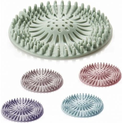 Set di 5 coperture per lo scarico della doccia, filtro raccogli-capelli in silicone per tubo di scarico con ventosa per cucina e bagno (1/5)