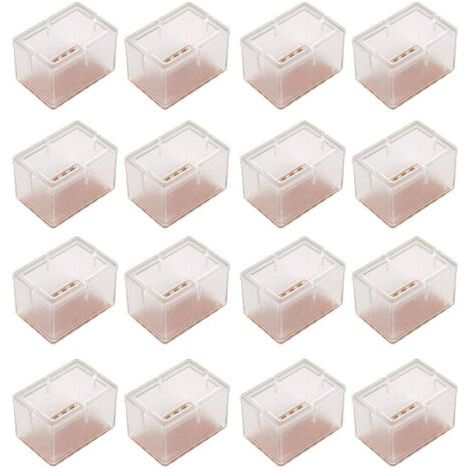 16 pezzi coprigambe trasparenti per sedie rettangolari in silicone tavoli per mobili copripiedi protezione per le gambe con suola in gomma (1/5)