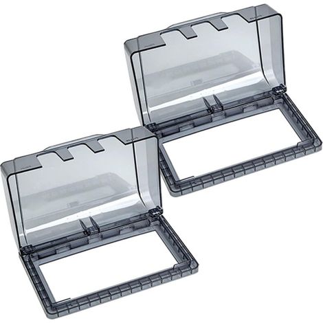 2 pièces de prise à double interrupteur de type 86, couvercle étanche, boîte anti-éclaboussures de toilettes, boîte étanche de salle de bain, couvercle de protection de prise adhésif transparent, noir (1/5)